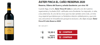6 Botellas de Áster Finca El Caño Reserva 2020 por 44€