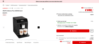 Krups koffiezetapparaat dubbele cappuccino Evidence Plus voor €448 bij de Mediamarkt