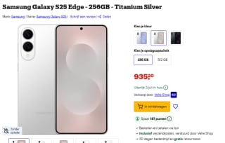 Samsung Galaxy S25 Edge - 256GB - Titanium Silver voor €935,20 bij Bol