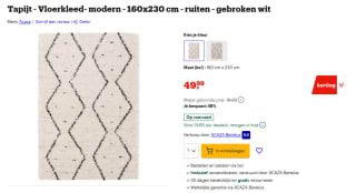 ACAZA Tapijt/Vloerkleed 160x230 cm ruiten voor €49,99 bij Bol