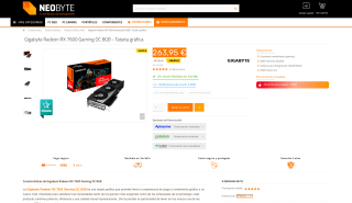 Gigabyte Radeon RX 7600 Gaming OC 8GB por solo 263,95€