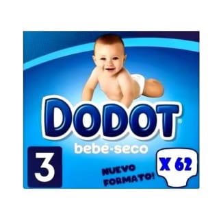 62 Unidades Pañales Dodot Bebé Seco Talla 3 Dodot por solo 12,60€