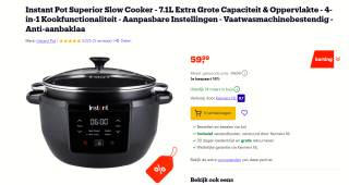 Instant Pot Superior Slow Cooker - 7.1L voor €59,99 bij Bol.com
