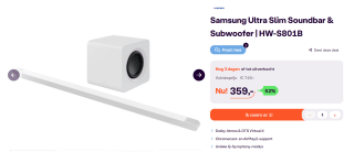 Samsung Ultra Slim Soundbar HW-S801B voor €359 bij Ibood