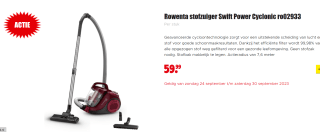 Rowenta Swift Power Cyclonic RO2933 Stofzuiger zonder zak voor €59,99 bij Dirk