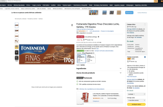 Caja de galletas FONTANEDA DIGESTIVE FINAS de chocolate con leche (170 gramos) por solo