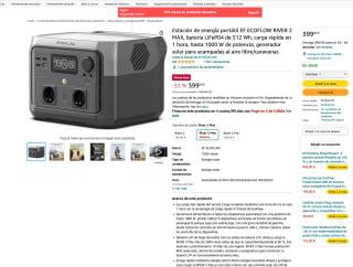 Estación de energía portátil EF ECOFLOW RIVER 2 MAX batería LiFeP04 de 512 Wh por 399€