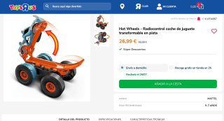 Hot Wheels Radiocontrol transformable por 26,99€