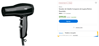 Secador de Cabello Compacto Revlon Essentials por $199 en Walmart