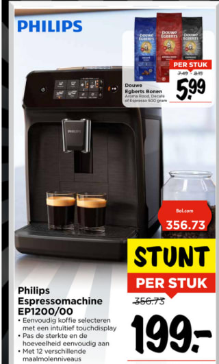 Philips EP1220/00 - Espressomachine - Zwart voor €199 bij Vomar