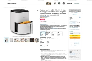Freidora Moulinex Easy Fry & Grill Vision 3 L de aire y grill ventana por solo 63,99€