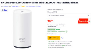 TP-LINK Deco X50-Outdoor (1-pack) voor €73,95 bij Bol.com