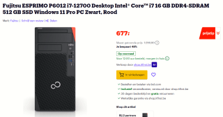 Fujitsu Esprimo P6012 (VFY:P612EPC72MIN) Desktop voor €677 bij Bol.com