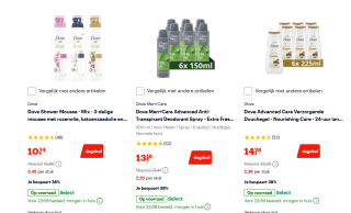 Tot 45% korting op Dove en Dove Men+Care voordeelverpakkingen bij Bol