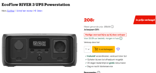 ECOFLOW RIVER 3 (10 ms UPS) Powerbank voor €208 bij Bol.