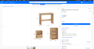Escritorio + Cajonera Puerta + Estante Librero por $64.990
