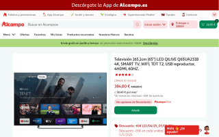 Televisor Qilive Q65UA231B 65 pulgadas 4K LED por 384€