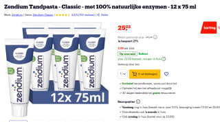 Zendium Classic tandpasta - 12 x 75 ml voor €25,02 bij Bol