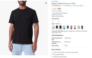 Replay T-shirt basic - black voor €19,90 bij Amazon