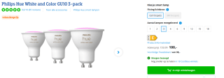 Philips Hue Spot - wit en gekleurd licht - 3 pack - GU10 voor €100 bij Coolblue