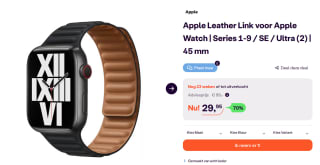 Apple Watch Leather Link - 45mm - Midnight voor €29,95 bij Ibood