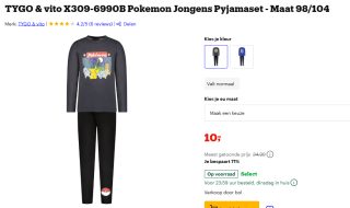 TYGO & vito Pókemon pyjamaset voor €10 bij Bol