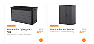 Keter Cortina Alto Tuinkast of Keter Cortina Opbergbox - 757L vanaf €199 bij de AH