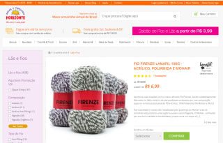 Fio da Firenze Lanafil, modelo Acrílico Poliamida e Mohair de 100g - R$ 6,99