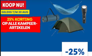 25% korting op kampeerartikelen dmv code via de Lidl Plus app