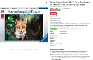 Puzzle de 300 piezas marcas Ravensburger por 3,40€