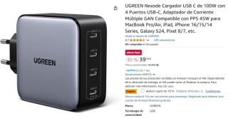UGREEN Nexode Cargador USB C de 100W con 4 Puertos USB-C por 35,27€