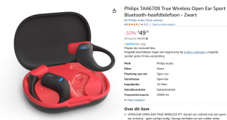 PHILIPS TAA6709BK/00 Open Ear Oordopjes zwart rood voor €49,97 bij Amazon