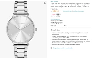 Tamaris Dameshorloge voor €29,58 bij Amazon