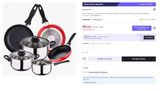 Set San Ignacio Batería de cocina 5 piezas acero inoxidable y set 3 sartenes por solo 21,41€