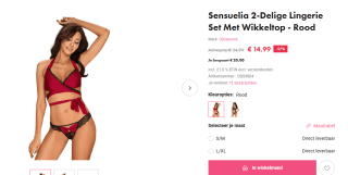 Obsessive Sensuelia 2-Delige Lingerie Set Met Wikkeltop - Rood voor €14,99 bij Easytoys
