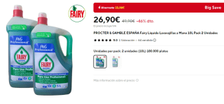 Fairy Líquido Lavavajillas a Mano 10L por 26,90€