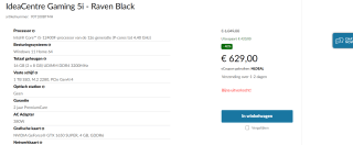 IdeaCentre Gaming 5i Gen 7 (17L Intel) voor €629 dmv code bij Lenovo