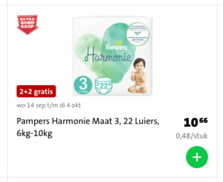 4 pakken pampers voor €7 dmv cashback