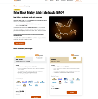 Black Friday Bono platino a solo 182€ en Bonoparques