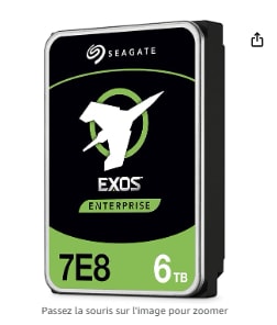 Disque dur interne pour NAS Seagate Exos 7E8 6 To à 111,65€