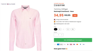 Roze gestreept hemd Tommy Hilfiger voor €34,95 bij GeheimeDeals