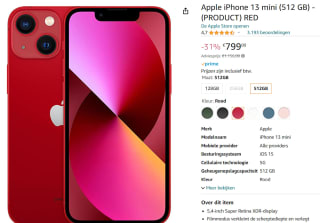 iPhone 13 Mini Rode met 512GB voor €799 bij Amazon.nl