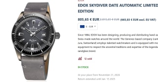 Edox Skydiver Automatic Mens Watch Limited Edition voor €799