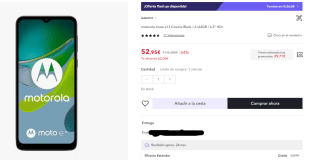 Móvil Motorola moto e13 Cosmic Black de 2+64GB por 39,71€