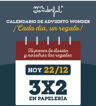 3X2 en papelería y escritura en Mr Wonderful (agendas portes gratis)