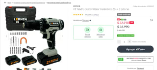 Kit Taladro Destornillador Inalámbrico 21v + 2 Baterías por $32.990