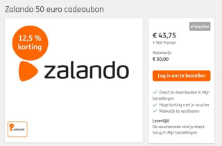 Zalando cadeaubon met 12,5% korting (dmv ING rentepunten)