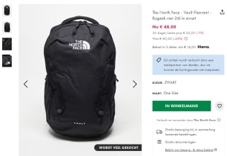 The North Face Vault Flexvent 26 L zwart voor €48 bij Asos