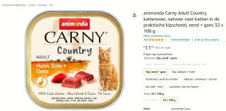 CARNY COUNTRY kattenvoer kipschotel, eend + gans 32st voor €11,35 bij Amazon