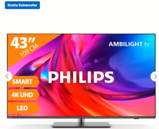 Philips LED TV 43PUS8848 The One Ambilight met Philips subfwoofer TAW8506/10 voor €649 bij Expert
